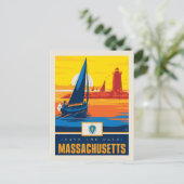 Save The Date | Massachusetts Einladungspostkarte (Stehend Vorderseite)