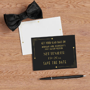 Save the Date Matte Black and Gold 1920er Hochzeit