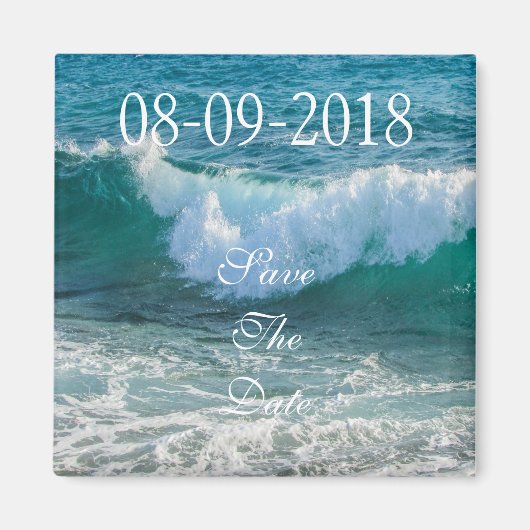 Save the Date, Meereswellen Wasser Sonnenblau Magnet (Vorne)