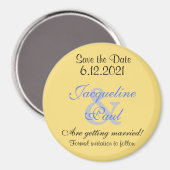 Save the Date Mellow Yellow Blue Magnete Magnet (Vorderseite/Rückseite)