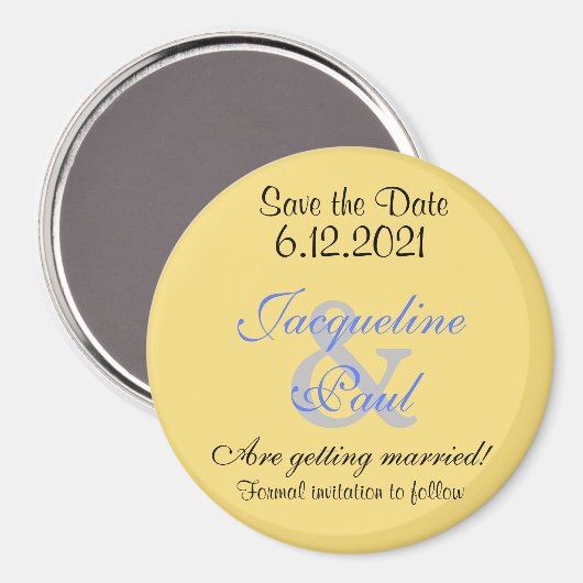 Save the Date Mellow Yellow Blue Magnete Magnet (Vorderseite/Rückseite)