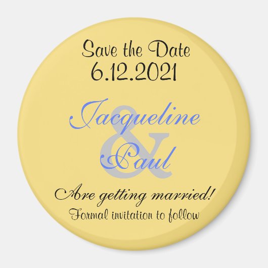 Save the Date Mellow Yellow Blue Magnete Magnet (Vorne)