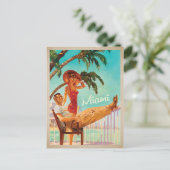 Save The Date | Miami, FL-Couple Ankündigungspostkarte (Stehend Vorderseite)