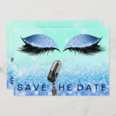 Save the Date Mikrofon-Glitzer Tiffany-Auge (Vorne/Hinten)