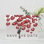 Save the Date Mikrofon Rubin Herz Grau Silber (Stehend Vorderseite)