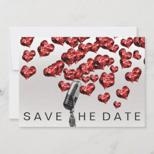 Save the Date Mikrofon Rubin Herz Grau Silber