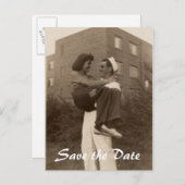 Save the Date Militärische Hochzeit Ankündigungspostkarte (Vorne/Hinten)