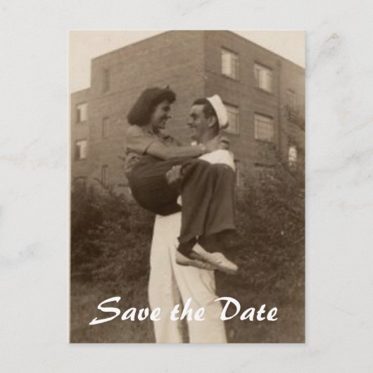 Save the Date Militärische Hochzeit Ankündigungspostkarte (Vorderseite)