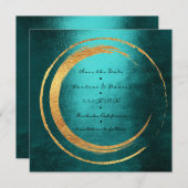 Save the Date Minimaler Aquamariner Goldkranz (Vorne/Hinten)