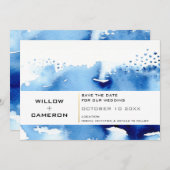 SAVE THE DATE, minimalfarbig, blau Save The Date (Vorne/Hinten)