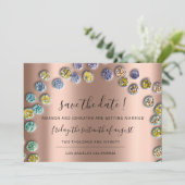 Save the Date Minimalismus Gold Green Rose (Stehend Vorderseite)
