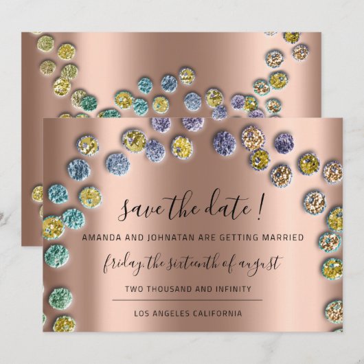 Save the Date Minimalismus Gold Green Rose (Vorne/Hinten)