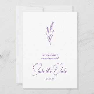 save the date minimalist elegant writing lavender einladung