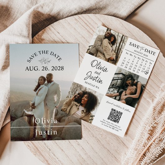 Save the Date Minimalistisch mit QR-Kabeljau Einladung