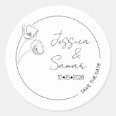 Save the Date Minimalistisch Poppy Wedding Runder Aufkleber (Vorderseite)