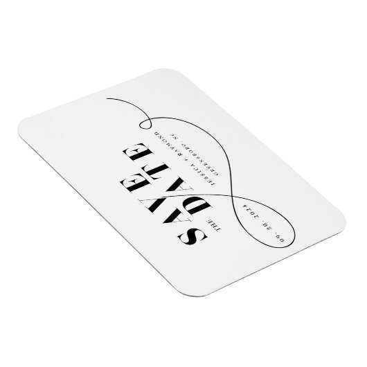 Save the Date Minimalistisch Schwarz-weiß Magnet (Rechte Seite)