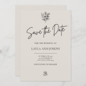 Save the Date minimalistische Blumenkarte (Vorne/Hinten)