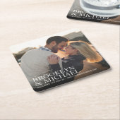 Save the Date Minimalistische Foto-Mitteilung Rechteckiger Pappuntersetzer (angewinkelt)