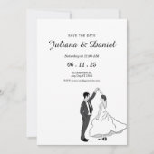 Save the Date Minimalistische Hand Drawn Wedd (Vorderseite)
