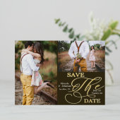 Save the Date Minimalistische Typografie mit doppe Folieneinladung (Stehend vorne)