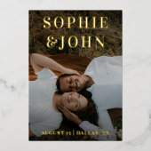 Save the Date Minimalistisches dunkles ausgeblende Folieneinladung (Vorderseite)