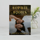 Save the Date Minimalistisches dunkles ausgeblende Folieneinladung (Stehend vorne)