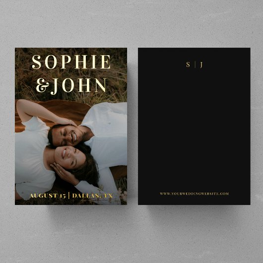 Save the Date Minimalistisches dunkles ausgeblende Folieneinladung