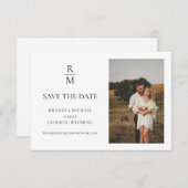 Save the Date Minimalistisches Monogramm-Foto (Vorne/Hinten)
