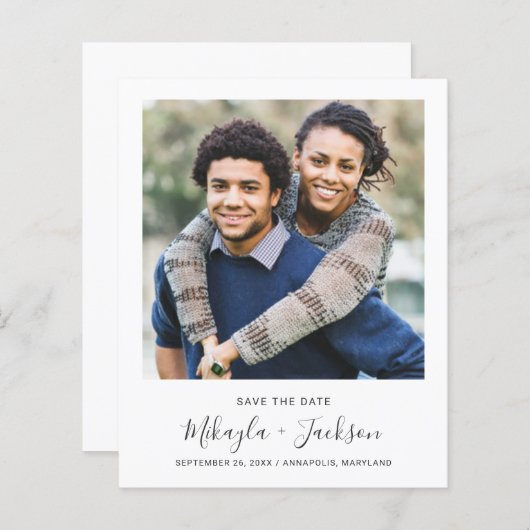 Save the Date Minimalistisches Skript mit Foto (Vorne/Hinten)