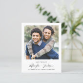 Save the Date Minimalistisches Skript mit Foto (Stehend Vorderseite)
