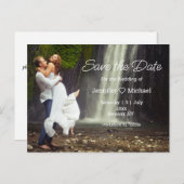 Save the Date minimalistisches Skript qr Code Foto Ankündigungspostkarte (Vorne/Hinten)