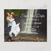 Save the Date minimalistisches Skript qr Code Foto Ankündigungspostkarte (Vorderseite)