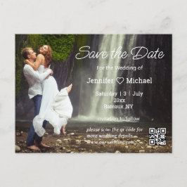 Save the Date minimalistisches Skript qr Foto Ankündigungspostkarte