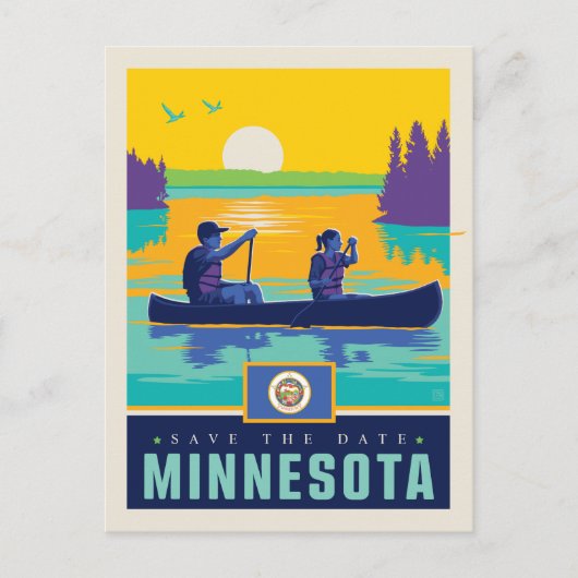 Save The Date | Minnesota Einladungspostkarte (Vorderseite)