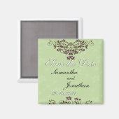 Save the Date Minze Green & Chocolate Brown Magnet (Vorderseite/Rückseite)