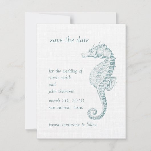Save the Date mit Blue Sea Horse (Vorderseite)