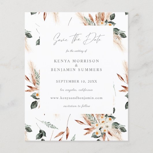 Save the Date mit Boho Copper und Beige Floral Flyer (Vorne)