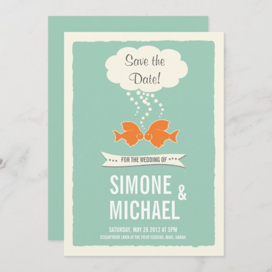 Save the Date mit dem Küssen von Fisch (Vorne/Hinten)
