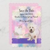 Save the Date mit dem Niedlichen Weißen Hund Einladung (Vorne/Hinten)