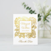 Save the Date mit den Blume für den Glitzer (Stehend Vorderseite)