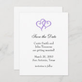 Save the Date mit einfachen Lila Herzen (Vorne/Hinten)