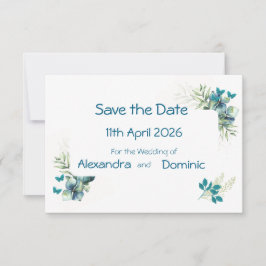 Save the Date mit Floral- und Schmetterlingsmotiv