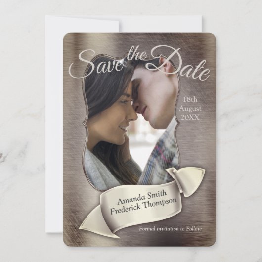 Save the Date mit Foil-Gold-Silber-Messing Einladung (Vorderseite)