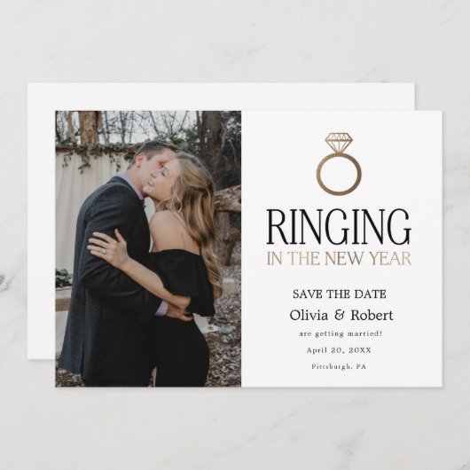 Save the Date mit Foto im Neuen Jahr Einladung (Vorne/Hinten)