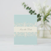 Save the Date mit gedruckten Aqua Mint Kristallen (Stehend Vorderseite)