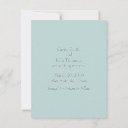 Save the Date mit gedruckten Aqua Mint Kristallen (Rückseite)