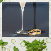 Save the Date mit goldfarbenen Ringen Geschirrtuch (Gefaltet)