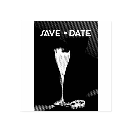 Save the Date mit goldfarbenen Ringen Gummistempel (Prägung)