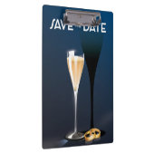 Save the Date mit goldfarbenen Ringen Klemmbrett (Rechts)