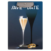 Save the Date mit goldfarbenen Ringen Klemmbrett (Vorderseite)